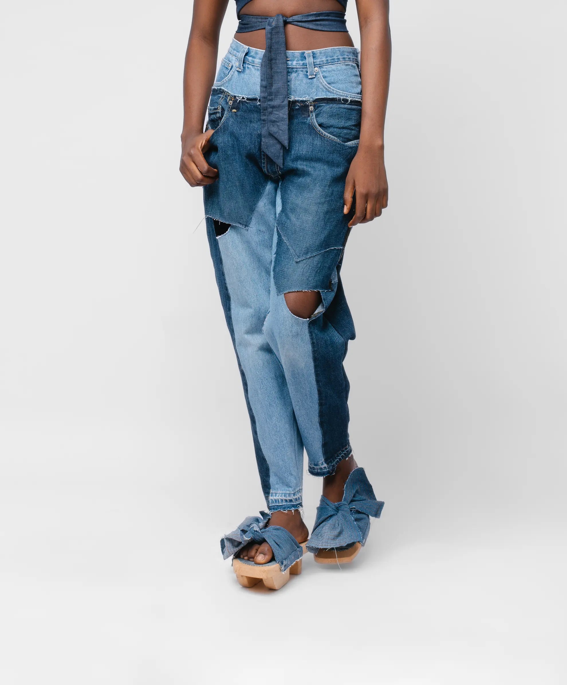 Two-tone Pants - Denim